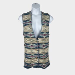 Vintage Coldwater Creek Sweater Vest‎ Womens Large Granny aztec Southwest Knit
